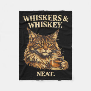 Funny Whiskers and Neat Cat Lover Drinker Fleece Blanket