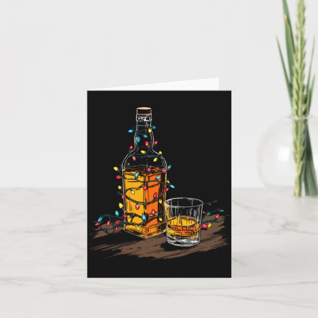Funny Whiskey Christmas Graphics Lights Lover Long Card (Front)