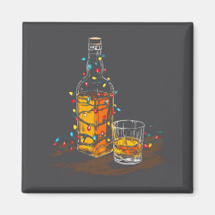 Funny Whiskey Christmas Graphics Lights Lover Long Magnet