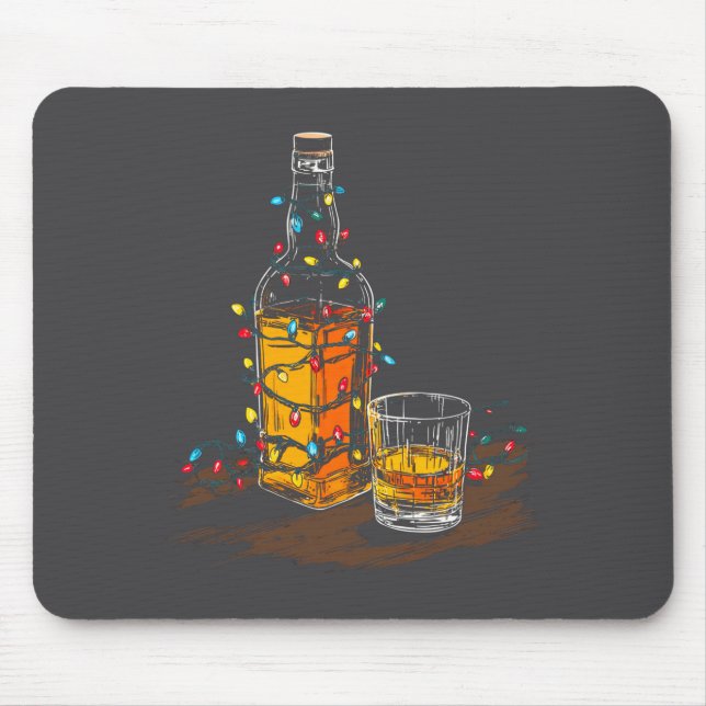 Funny Whiskey Christmas Graphics Lights Lover Long Mouse Mat (Front)