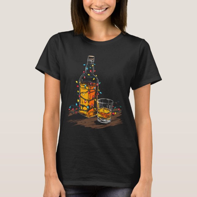 Funny Whiskey Christmas Graphics Lights Lover Long T-Shirt (Front)
