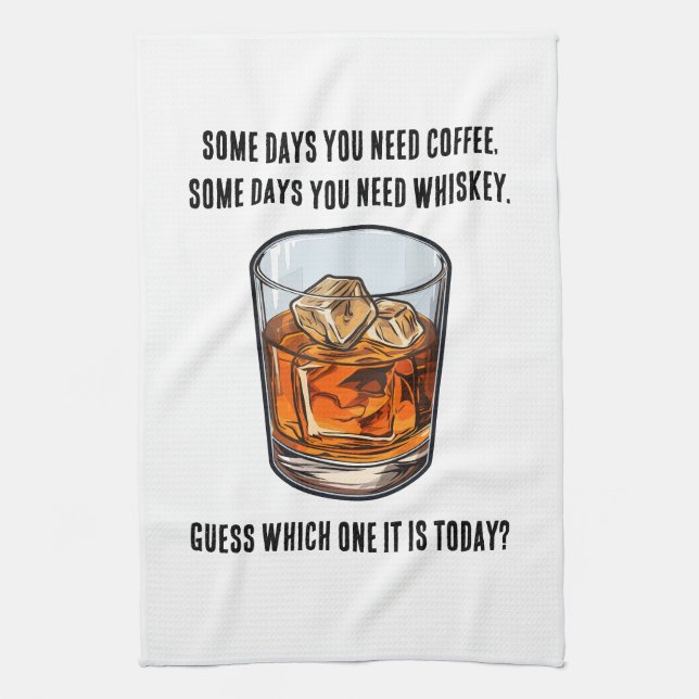 Funny Whiskey Tumbler - Coffee or Whiskey? Tea Towel (Vertical)