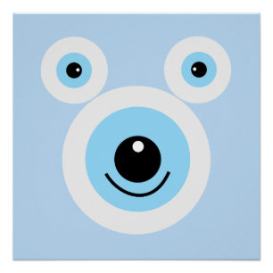 Funny white bear face poster
