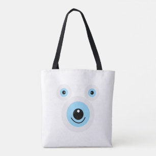 Funny white bear face tote bag