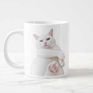 Funny White Cat Jumbo Mug – Cute Pet Lover Gift