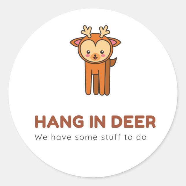 Funny White Deer Classic Round Sticker (Front)