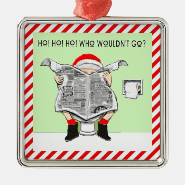 Funny White Elephant Christmas Metal Tree Decoration (Front)