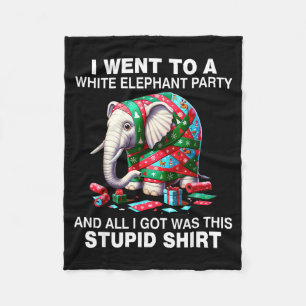 Funny White Elephant Gift Wrapped Elephant Dumb Fleece Blanket
