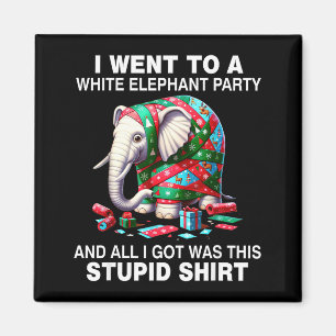 Funny White Elephant Gift Wrapped Elephant Dumb Magnet