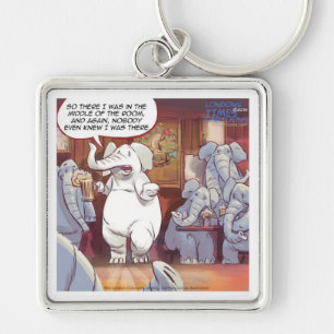 Funny White Elephant In The Room Key Ring