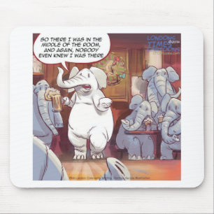 Funny White Elephant In The Room Mouse Mat