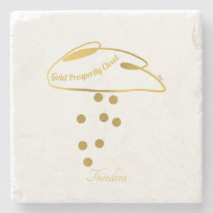 Funny White Gold Prosperity Cloud Stone Coaster