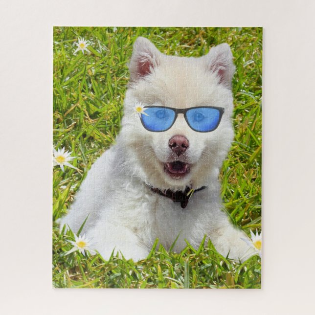 Funny White Husky Puppy, Jigsaw Puzzle (Vertical)