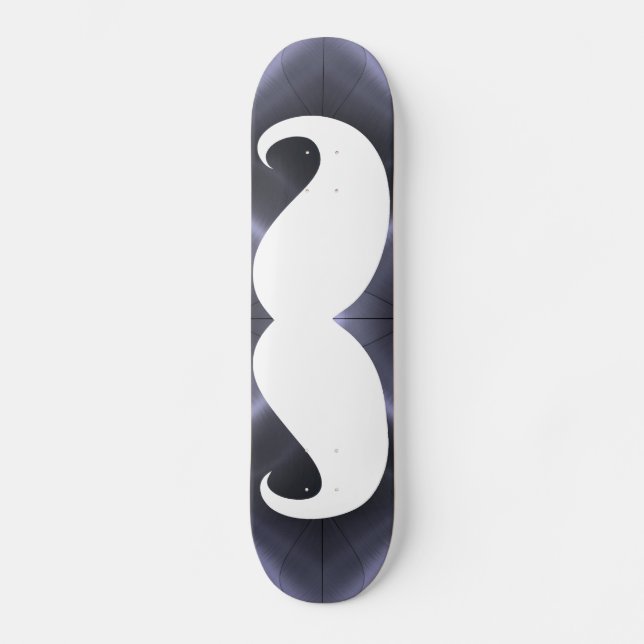 Funny white moustache 18 skateboard (Front)