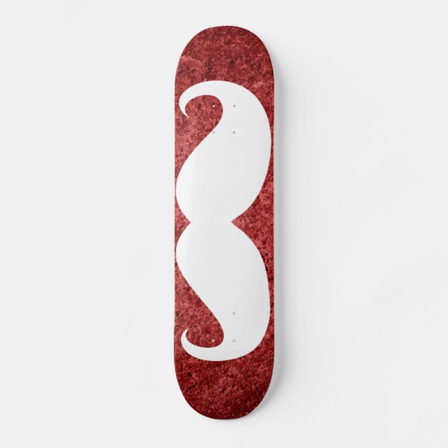 Funny white moustache 21 skateboard (Front)