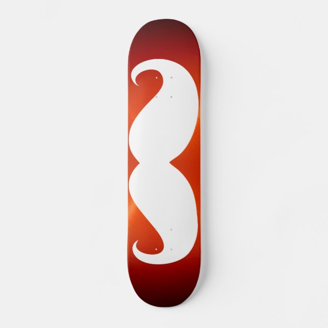 Funny white moustache 7 skateboard (Front)