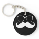 Funny White Moustache Glasses on Black Background