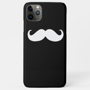 Funny White Moustache on Black Background iPhone 11 Pro Max Case