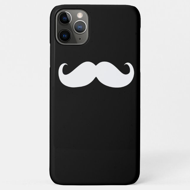 Funny White Moustache on Black Background Case-Mate iPhone Case (Back)
