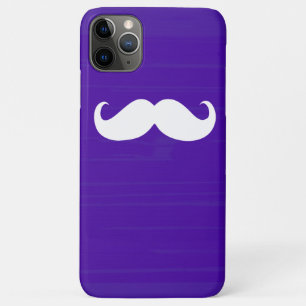 Funny White Moustache on Dark Purple Background iPhone 11 Pro Max Case