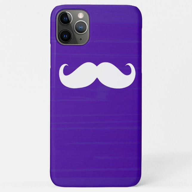 Funny White Moustache on Dark Purple Background Case-Mate iPhone Case (Back)