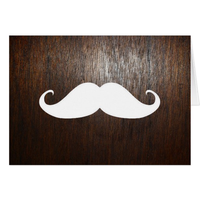 Funny White Moustache on oak wood background (Front Horizontal)