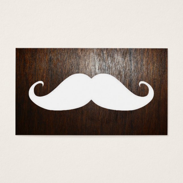 Funny White Moustache on oak wood background (Front)