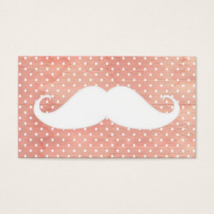 Funny White Moustache On Pink Polka Dots Pattern