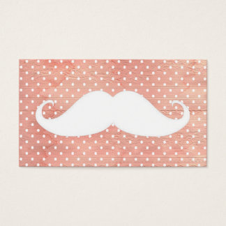 Funny White Moustache On Pink Polka Dots Pattern
