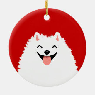 Funny White Pomeranian Cartoon Dog Christmas Ceramic Tree Decoration