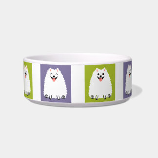 Funny White Pomeranian Cartoon Dog Cute Pommie Bowl