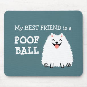 Funny White Pomeranian Poof Ball Mouse Mat