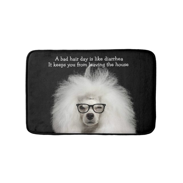 Funny White Poodle Diarrhoea Bath Mat (Front)