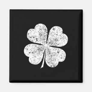 Funny White Shamrock 4-leaf Clover St Patricks Day Magnet