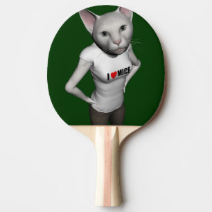Funny White Siamese Cat Loves Mice Ping Pong Paddle
