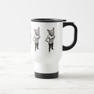 Funny White Siamese Cat Loves Mice Travel Mug