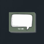 Funny White Talk Bubble forest Personalised Name Post-it Notes<br><div class="desc">A delightful cartoon design for you to send messages.
You can easily insert your name and change the forest green colour in background (use customise button)</div>