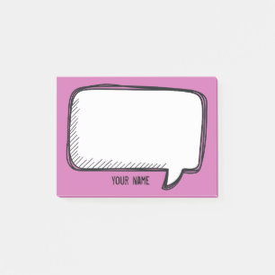 Funny White Talk Bubble Fuchsia Personalised Name Post-it Notes
