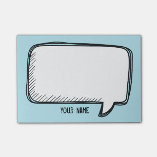 Funny White Talk Bubble on blue Personalised Name Post-it Notes