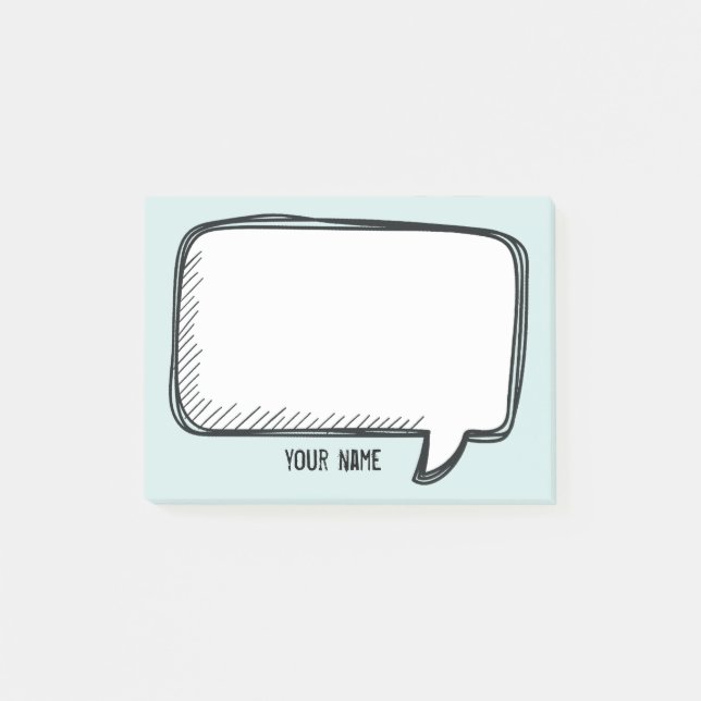 Funny White Talk Bubble pale blue Personalise Name Post-it Notes (Front)