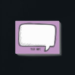 Funny White Talk Bubble purple Personalised Name Post-it Notes<br><div class="desc">A delightful cartoon design for you to send messages.
You can easily insert your name and change the purple colour in background (use customise button)</div>