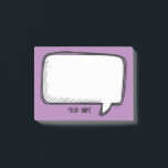 Funny White Talk Bubble purple Personalised Name Post-it Notes<br><div class="desc">A delightful cartoon design for you to send messages.
You can easily insert your name and change the purple colour in background (use customise button)</div>