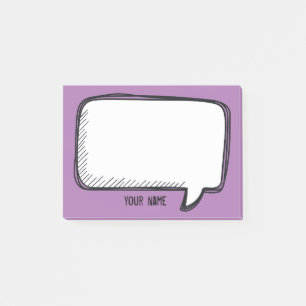 Funny White Talk Bubble purple Personalised Name Post-it Notes