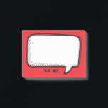 Funny White Talk Bubble Red Personalised Name Post-it Notes<br><div class="desc">A delightful cartoon design for you to send messages.
You can easily insert your name and change the red colour in background (use customise button)</div>