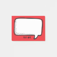 Funny White Talk Bubble Red Personalised Name