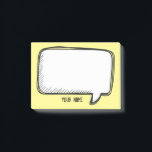 Funny White Talk Bubble  yellow Personalised Name Post-it Notes<br><div class="desc">A delightful cartoon design for you to send messages.
You can easily insert your name and change the yellow colour in background (use customise button)</div>
