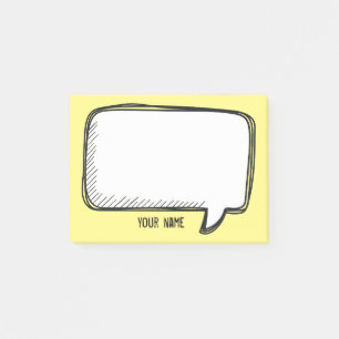 Funny White Talk Bubble  yellow Personalised Name Post-it Notes
