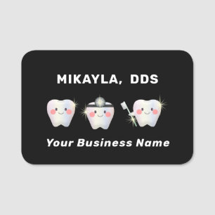 Funny White Teeth Dentistry   Name Tag