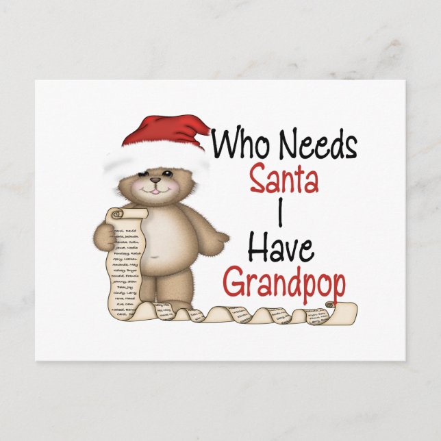 Funny Who Needs Santa Grandpop Holiday Postcard (Front)