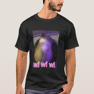 Funny wi wi wi cat kitten eating meme gen z humour T-Shirt